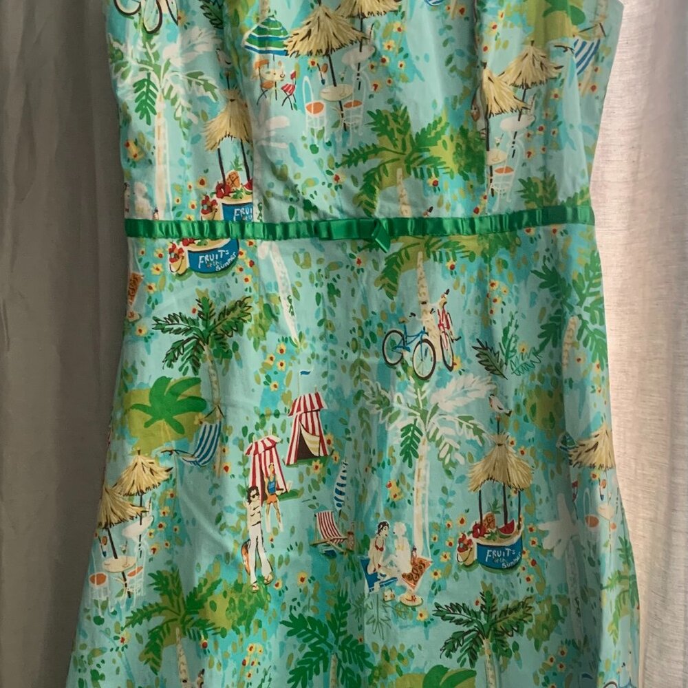 Tropical beach scene dress